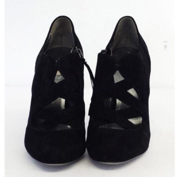 Miu Miu black suede zip up criss cross booties - Picture 1 of 6